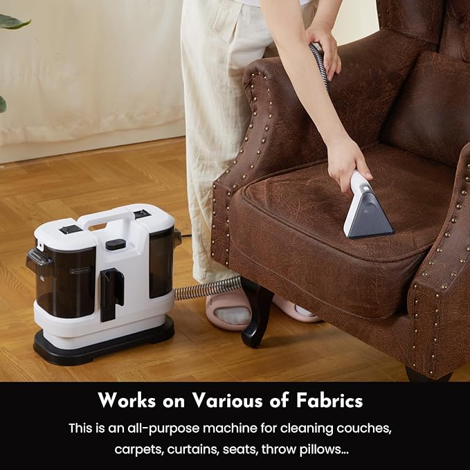 Cutewolf Portable Carpet & Upholstery Cleaner Machine, Handheld Spot Remover, 14Kpa Strong Suction Multi-purpose Deep Cleaner for Couch, Car, Stairs, Rugs, Pet Stains