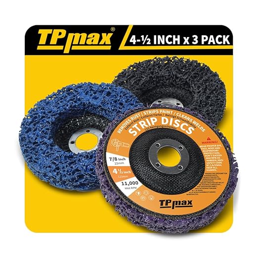 TPmax 4-1/2" x7/8'' Stripping Discs Rust Remover Wheel Remove Paint and Oxidation Poly Strip Wheel Disc Abrasive Angle Grinding Wheel - 3 Pack(Purple/Blue/Black)