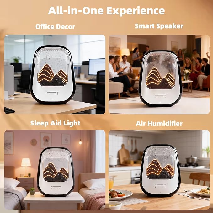 8-in-1 White Noise Sound Machine with Rain Drop Real Sound, Black | Sound Machine with Aroma Diffuser for Sleeping, Stress Relief, Night Light Timer for Bedroom Office Home Hotel SPA Decor