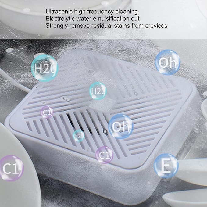 Mini USB Ultrasonic Dishwasher, Portable Dish Washing Machine Cleaner for Home Kitchen Apartment, Wshing Tools for Dishware Fruit Vegetable (White)