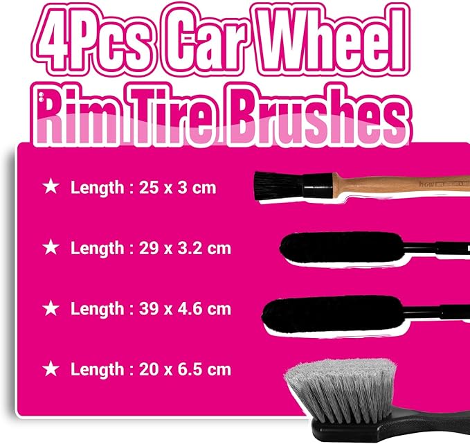 H.O.W AUTO DETAILING & CARE H.O.W SHINE SERIES Bug & Tar Remover & 4pcs Car Wheel Rim Tire Brushes for Cleaning Tires