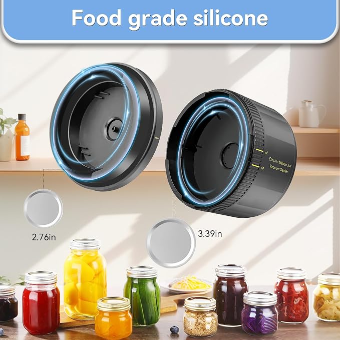 Mason Jar Vacuum Sealer - Robot Seal Pot Masson, Universal Lid Fits Regular and Wide Mouth Jars, Essential Canning Supplies for Food Preservation - Homesteading Essentials