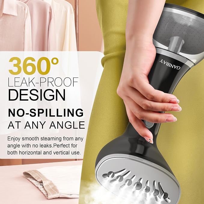 Steamer for Clothes, 1800W Handheld Clothes Steamer with 3 Steam Settings, Fast Heat-Up Clothing Steamer for Wrinkle Removal, 380ml Water Tank, 9.8' Cord Portable Hand Steamer for Home and Travel