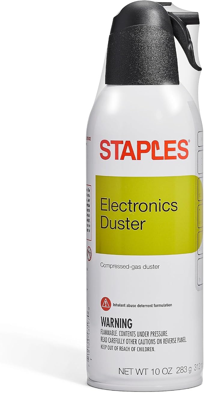 Staples Compressed Air Duster – 10 oz. Cans for Electronics, Keyboards & Office Devices, 2‑Pack
