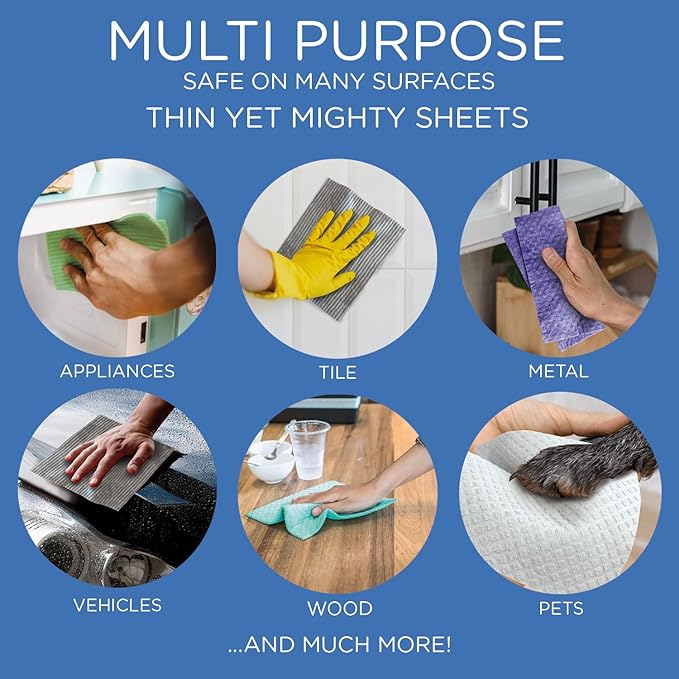 Swedish Dishcloths for Kitchen XL, 30 Sheet Roll, Biodegradable & Compostable, Reusable Paper Towel Cleaning Cloths, 11" x 10", No Odor, Washing Dishes, Ultra Absorbent Cellulose Sponge Towel, By LOLA