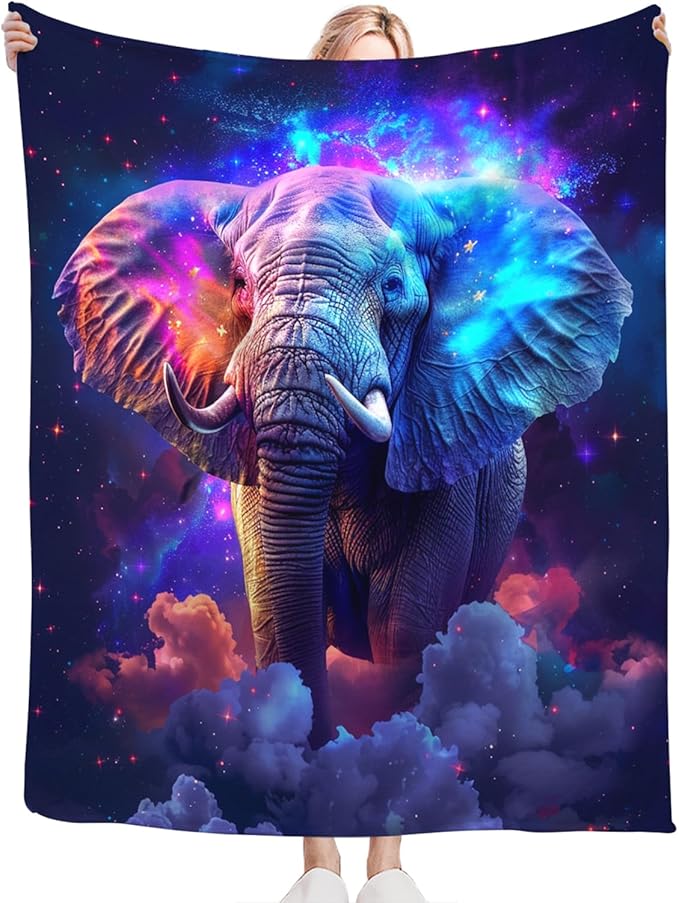Tijuboni Elephant Throw Blanket Elephant Gifts for Girls Boys Women Men Kids Adults Soft Flannel Fleece Blanket for Couch Sofa Bed Home Decor 60"x80"