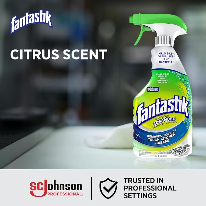 SC Johnson Professional Fantastik Advanced Kitchen & Greaser Cleaner, 32 fl oz, Pack of 8