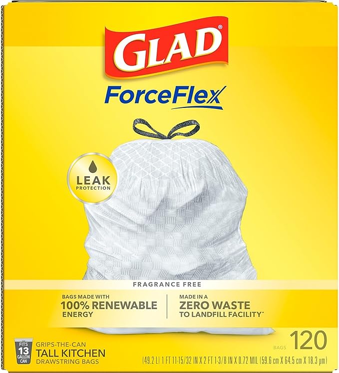 CLO78564 - Glad ForceFlex Tall Kitchen Drawstring Trash Bags