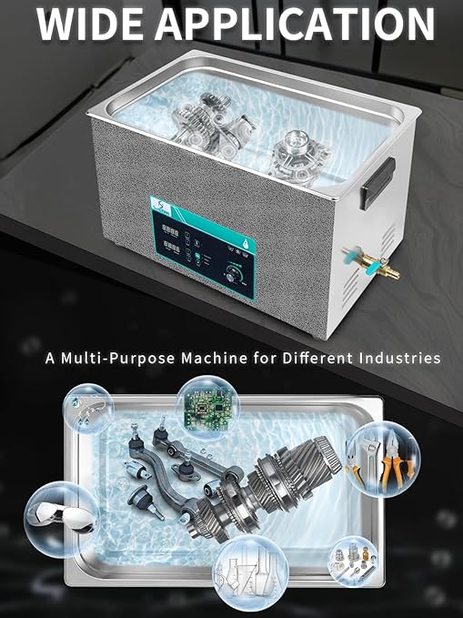 Ultrasonic Cleaner 30L, Sweep Function, 600W Power Adjustable Ultrasonic Parts Cleaner for Cleaning Pistols, Metal Engine Parts, Carburetor, Gun, Oil Filter, Bike Chain, Gear, Eyewear