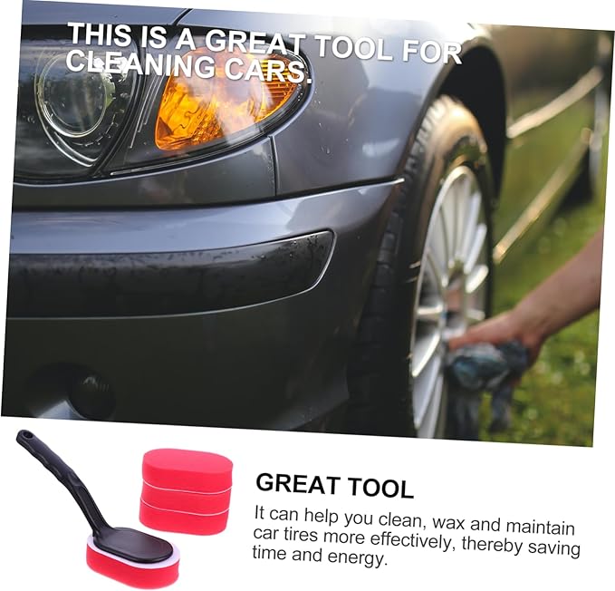 Healifty 10pcs Car Cleaning Brush Set Auto Waxing Sponge Brush for Tire Shine Replacement Heads for Easy Use