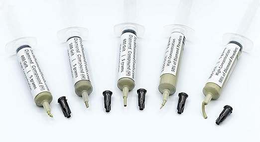 TechDiamondTools Diamond Polishing Compound Kit of 5 Lapping Paste USA Made 400 500 600 800 1050 Grit Lapidary Paste for Rock Glass Metal Jewelry Resin Marble with High Concentration of Diamond Powder