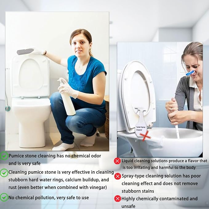 Herda 6 Pack Pumice Stone Toilet Bowl Cleaner, Powerfully Pumice Stick for Toilet Cleaning Hard Water Rings, Calcium Buildup, for Cleaning Stove, Tubs, Grills, Swimming Pools, Sinks（Without gloves）
