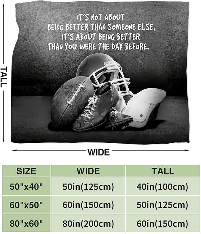 Tijuboni Football Sports Throw Blanket Rugby Gifts for Men Boys Women Girls Kids Adults Soft Flannel Fleece Blanket for Couch Sofa Bed Home Decor 60"x80"
