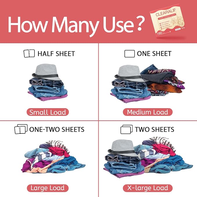 Laundry Detergent Sheets Up to 160 Loads, Magnolia - Great For Travel,Apartments, Dorms,CLEARALIF Laundry Detergent Strips Eco Friendly & Hypoallergenic - 80 Sheets