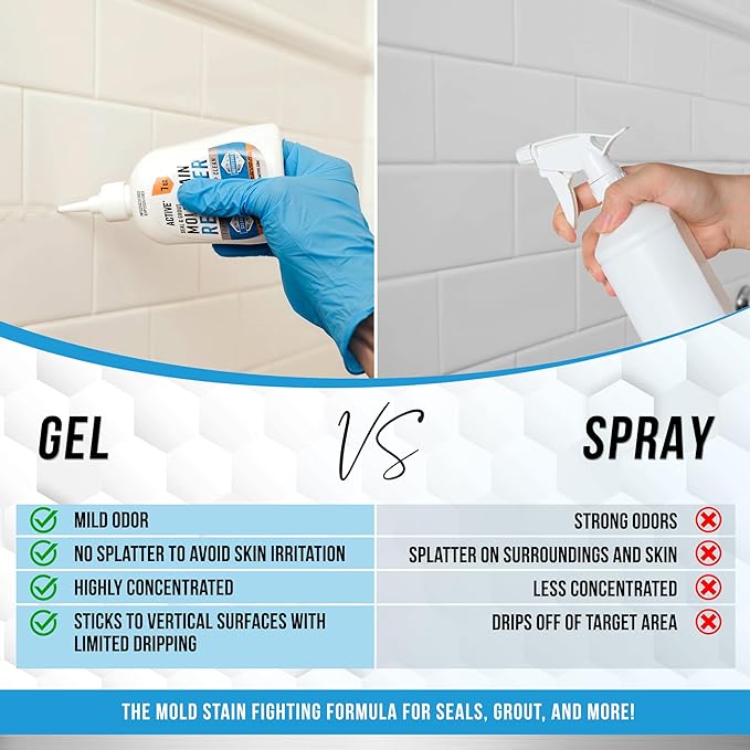 ACTIVE Mold Stain Remover Gel and Hot Tub Filter Cleaner - Includes 7oz Mold Stain Remover and 32oz Spa Filter Cleaning Solution