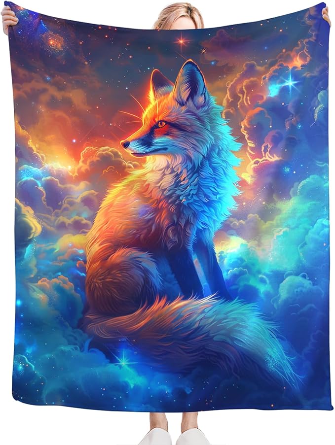 Tijuboni Fox Throw Blanket Fox Gifts for Girls Boys Women Men Kids Adults Soft Flannel Fleece Blanket for Couch Sofa Bed Home Decor 50"x60"