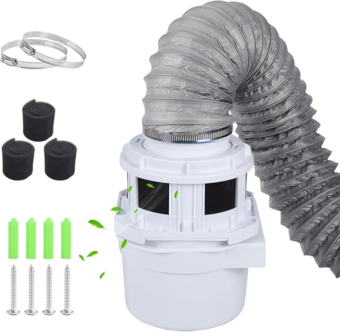 2026 Exclusive 3-in-1 Indoor Dryer Vent Kit - Dryer Lint Catcher Box Water Filter Bucket - Indoor Dryer Lint Trap for Electric Dryer for Apartment (White Dryer Vent Box with Gray Hose)