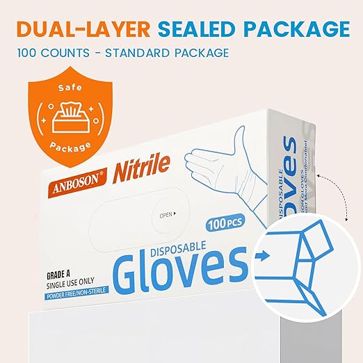 ANBOSON Nitrile Exam Gloves 6mil – Latex-Free, Powder-Free, Textured for Cleaning and Food Handling(Blue of 1000, Medium)