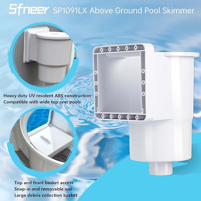 SP1091LX Above Ground Pool Skimmer, Thru-Wall Skimmer, Above Ground Pool Skimmer (with Accessories), Opening Width 6 Inches Compatible with Hayward Pool Skimmer Accessories Kit