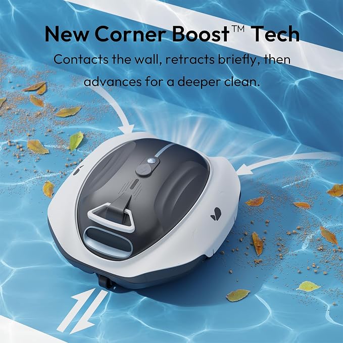 Bubot 300P Above Ground Pool Vcuum, Cordless Robotic Pool Cleaner with Powerful Suction, DirtLock Tech 2.0, Smart Sensor, Double Filtering, Fast Charging, Up to 850 Sq.Ft, Light Grey