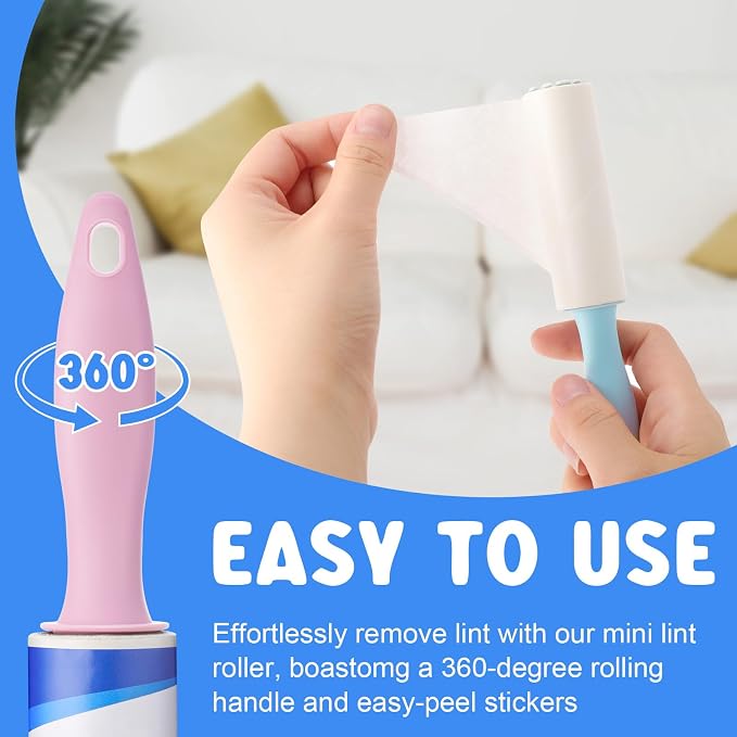 Hushee 24 Pack Mini Lint Roller for Travel, 720 Sheets 6'' Small Portable Lint Removers for Pet Hair, Clothes and Debris