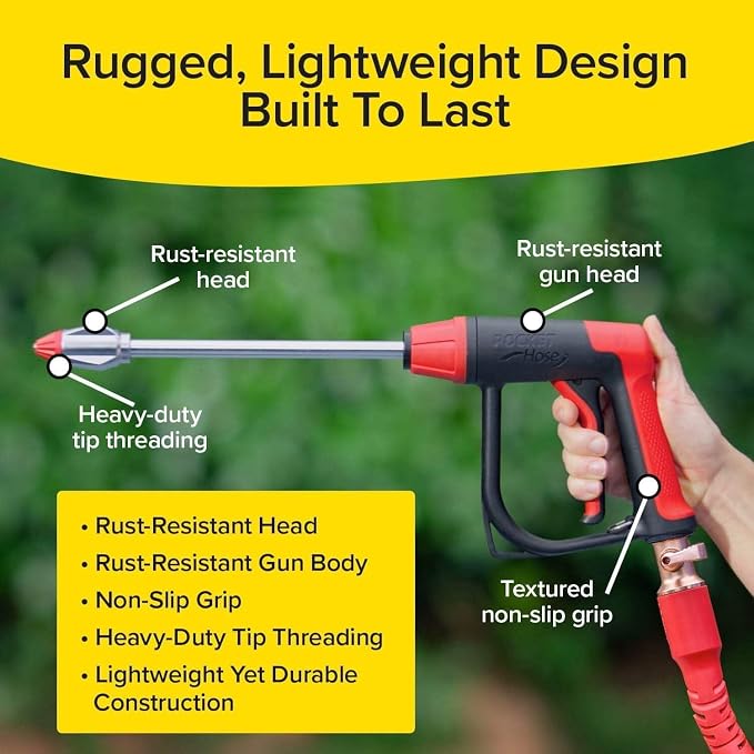 Pocket Hose Arrow, AS SEEN ON TV, Customizable Spray Nozzle from Powerful Jet Stream Cleaning to Gentle Garden Watering, Flow Force Tech, 4 Precision Tips, Rust-Resistant, Non-Slip Grip, Car Wash