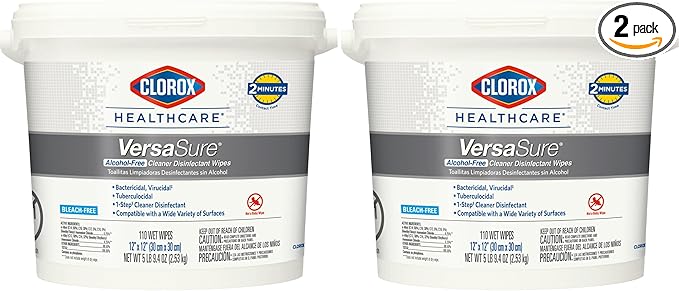 Clorox Healthcare VersaSure Cleaner Disinfectant Wipes, 110 Count Bucket, 2 Buckets/Case