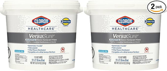Clorox Healthcare VersaSure Cleaner Disinfectant Wipes, 110 Count Bucket, 2 Buckets/Case