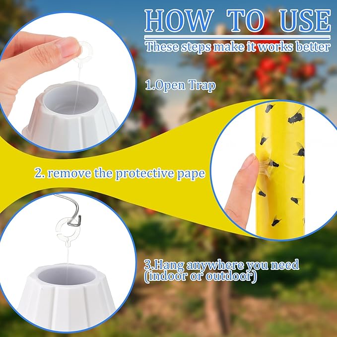 Qualirey 8 Pcs Fly Traps for Indoor Outdoor Hanging Fruit Fly Stick Trap Sticky Mosquito for Home Insect 10 x 2.5 Inches (Novel-1,Yellow and Black)