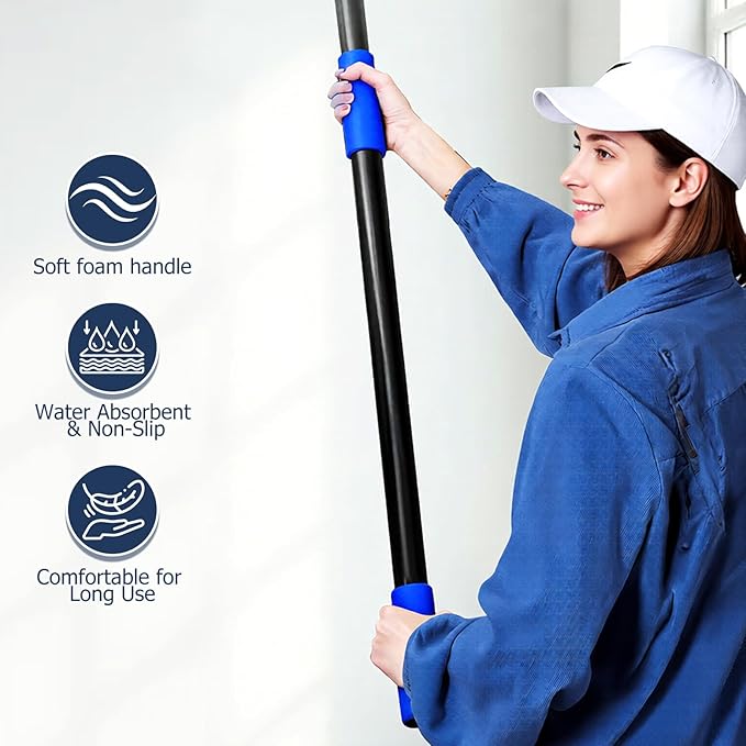 3.3-8 FT Telescopic Extension Pole | Adjustable Aluminum Paint Roller Pole | Universal Twist-On Metal Tip | Sturdy Multi-Purpose Household Tool for Dusting, Painting & High House Cleaning