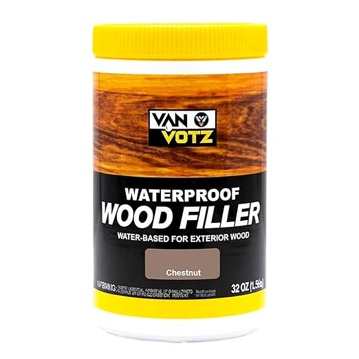 Waterproof Wood Filler [1-Quart, Chestnut] - Exterior Grade Wood Repair in 18 Paintable and Stainable Colors. Strong Adhesion and Durability for Outdoor Wood in All Weather Conditions.