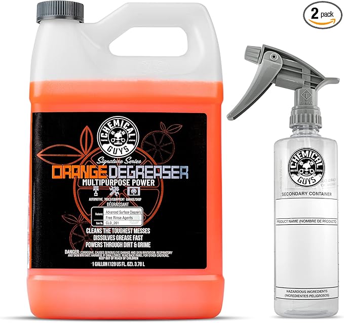 Chemical Guys CLD_201B Signature Series Orange Degreaser, Multipurpose Power, Safe for Cars, Trucks, SUVs, Motorcycles, RVs & More, 128 fl oz (1 Gallon) with 16 oz. Spray Bottle (2 Item Bundle)