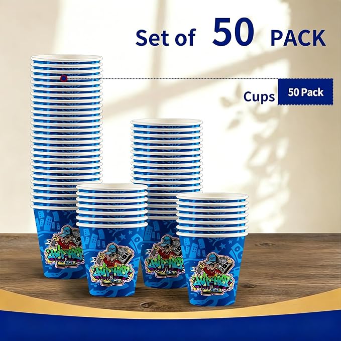 50Pcs Boxing Themed Party Paper Cups Disposable 9oz Paper Cups for for Sports Supplies Decorations Drinking for Birthday Party Favors (50, hiphop)