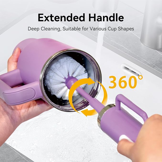 Rechargeable Electric Bottle & Cup Brush, 360° Thorough Cleaning Without Blind Spots, Suitable for Baby Bottles, 64-Ounce Mugs, Straws, Wine Glasses, etc., Easy to Air-Dry and Portable