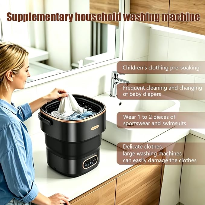 20L Mini Portable Washing Machine,Foldable Portable Washer Mini Lavadora Portatil for Apartment,RV,Camping,Travel – Wash Baby Clothes, Underwear,Bra Separately to Keep Clean and Healthy