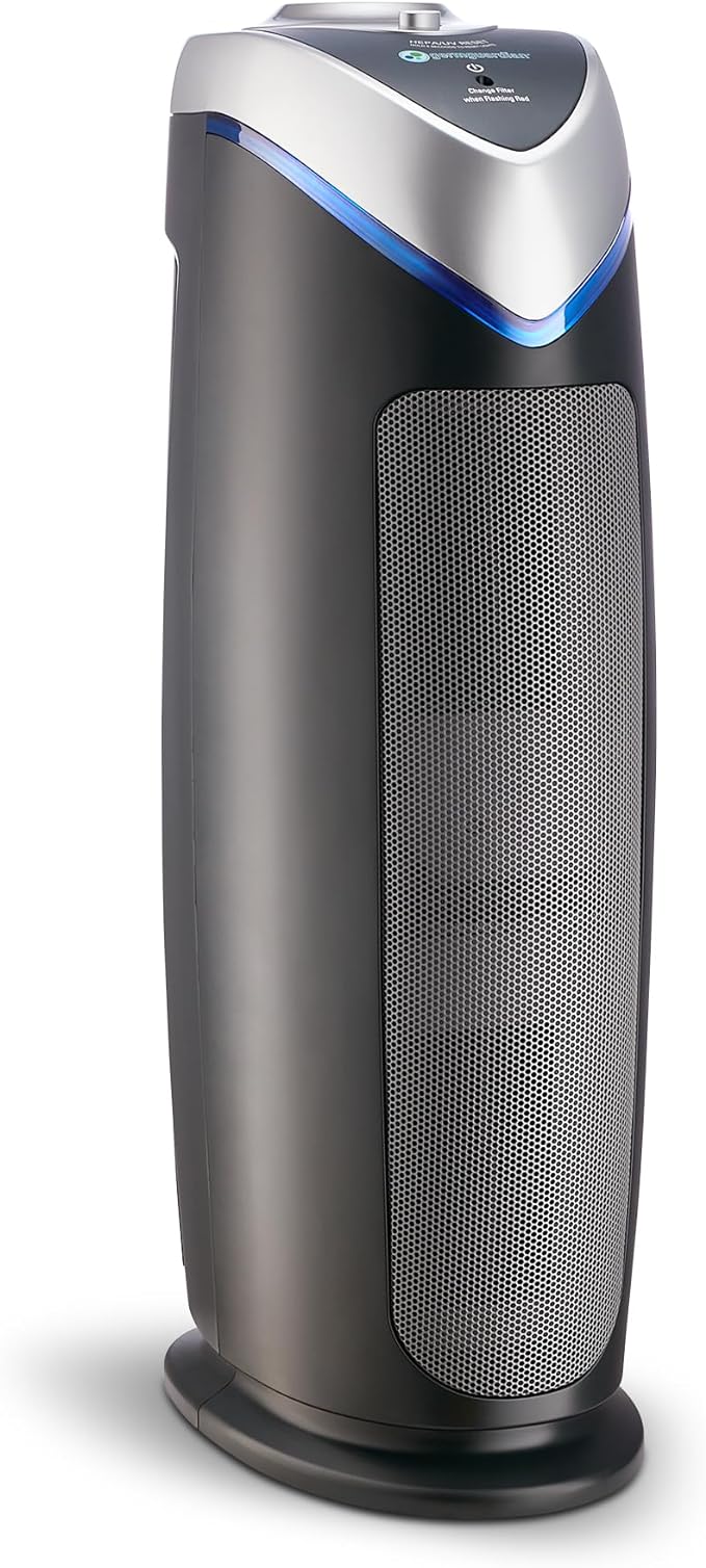 GermGuardian HEPA Air Purifier - Large Room Air Purifier for Bedroom, Office, Dorm, and Home - Filters Pet Dander, Dust, Pollen, Smoke, Scents - AC4825E - 22" Tower - Gray