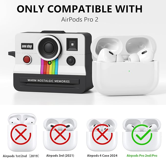 VISOOM Retro Case for AirPods Pro Case Cover Women,Cute Fashion Silicone Air iPods Pro 2 1 Gen Case with Cleanner Kit Compatible with Apple Airpods Pro 2nd 1st Generation Cases,White