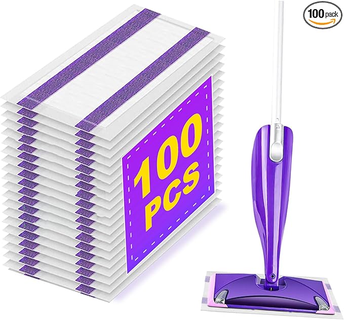 100 Pack Disposable Wetjet Pads Refills for Swiffer Wet Jet Mops, 4 Layers Thickened | Super Heavy-Duty Absorbent | Stickiness, Absorbent for Household Cleaning & Suit All Multi-Surface