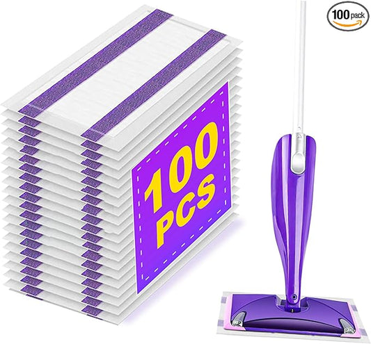 100 Pack Disposable Wetjet Pads Refills for Swiffer Wet Jet Mops, 4 Layers Thickened | Super Heavy-Duty Absorbent | Stickiness, Absorbent for Household Cleaning & Suit All Multi-Surface