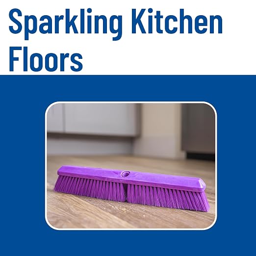 SPARTA Omni Sweep – 24" Heavy Duty Broom Head for Outdoor and Indoor Use, Nonabsorbent Block, Multi-Surface Deck Brush for Garage, Patio, Kitchen, and Concrete, Purple, Pack of 12