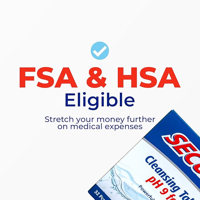 Secure Daily Cleansing Tablets - pH 9 Formula Thoroughly Cleans Dentures - Fights Odors, Stains & Germs - For Dentures, Nightguards, Retainers & Partials - 32 Tablets (4 Pack)