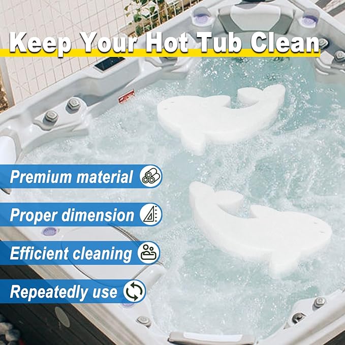 Hot Tub Scum Absorber Sponge 5 Pack Oil Absorbing Scum Sponge for Inflatable Hot Tub Spa Swimming Pool Hot Tub Accessories Cleaner