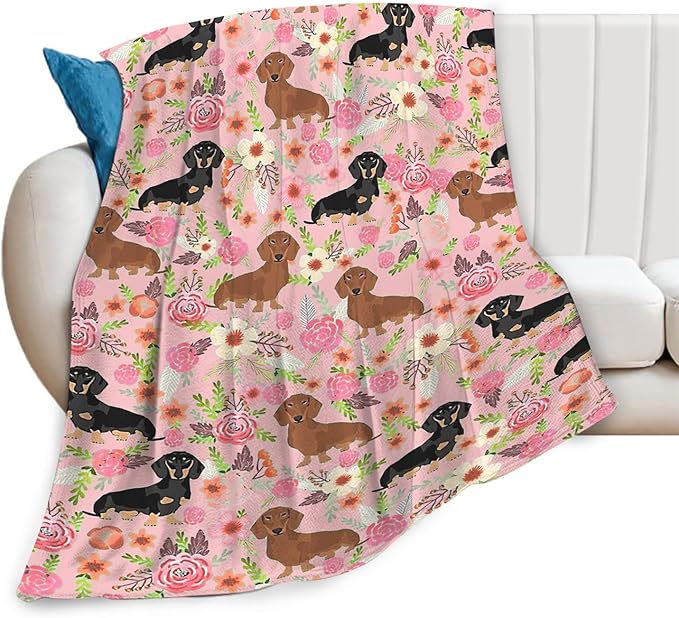 Tijuboni Dachshund Throw Blanket Dog Gifts for Girls Boys Women Men Kids Adults Soft Flannel Fleece Blanket for Couch Sofa Bed Home Decor 40"x50"