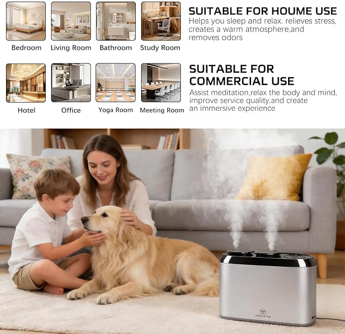 2026 Dual Nozzle Waterless Diffuser with APP & Button Control | Cordless Portable Aroma Diffuser with APP & Button Control, LED Ambient Light for Home Bedroom Office Travel Camping