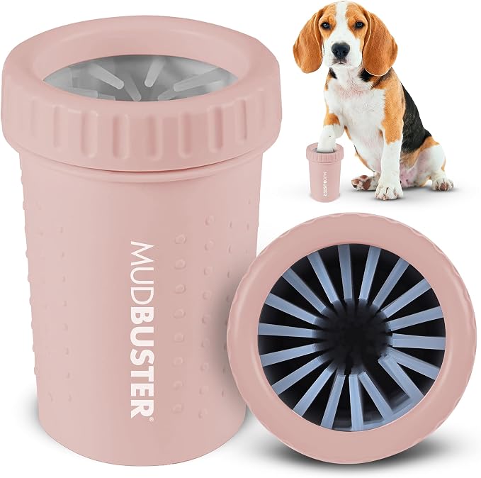Dexas MudBuster Medium Dog Paw Cleaner, Blush, Fits 1.5"-2.5" Wide Paws, Gentle Silicone Bristles for Quick, Easy Cleaning