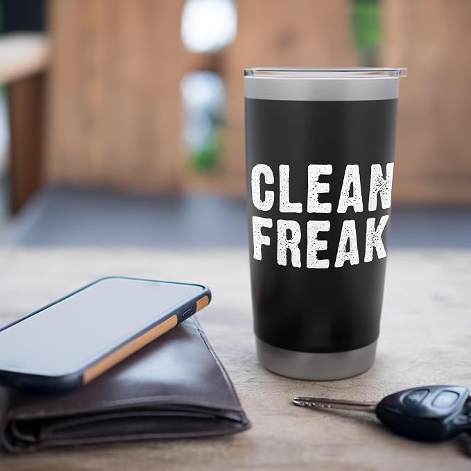 Clean Freak Cleaning Janitor Custodian Stainless Steel Insulated Tumbler