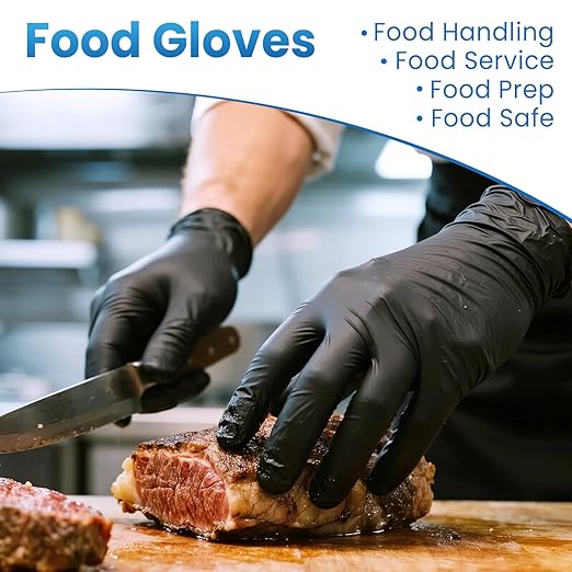 Borje Nitrile Gloves Large, 1000 Count Disposable Gloves, Black, Latex-Free Powder-Free, Medical Exam, Food Safe, Cleaning, Cooking