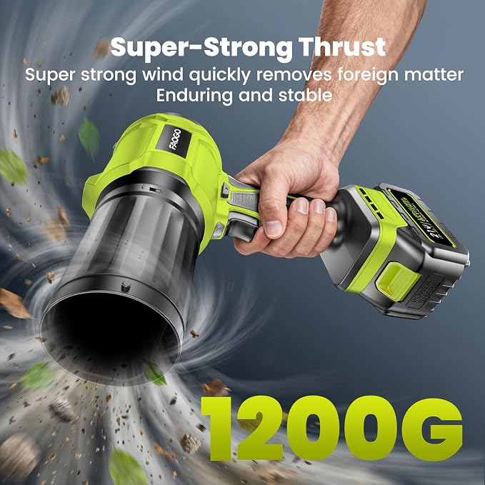 Cordless Leaf Blower with 2 Batteries & Charger - 990,000 RPM Electric Handheld Blower, Lightweight, Double Run Time for Lawn, Yard, Patio, Garden Cleaning