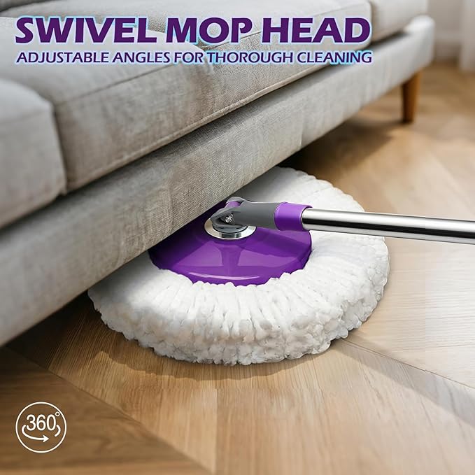 Spin Mop and Bucket with Wringer Set,Masthome 360°Spinning Bucket System with 3 Reusable Pads,EasyWring Microfiber Mop and Buckets for Floor Cleaning, Wet Dry Floor Mop for Home & Office