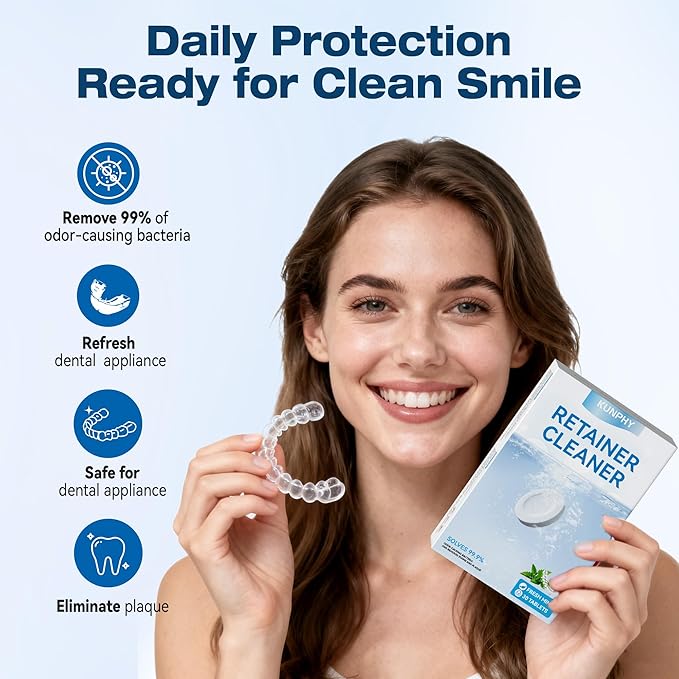 KUNPHY Dentures Cleaning Tablets for Dentures, Mouth Guards (Blue)